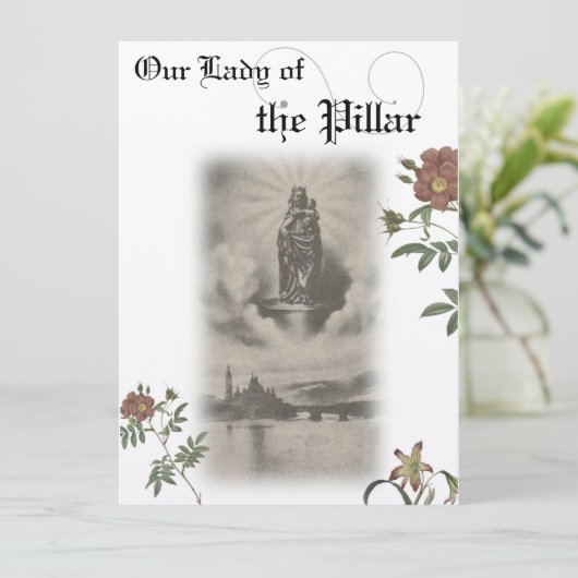 Unsere Lady of the Pillar Prayer Card Einladung (Stehend Vorderseite)