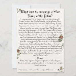 Unsere Lady of the Pillar Prayer Card Einladung