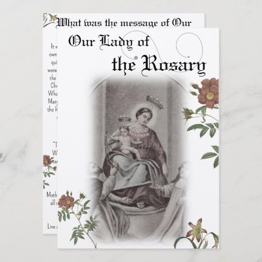 Unsere Lady of the Rosary Prayer Card Einladung (Vorne/Hinten)