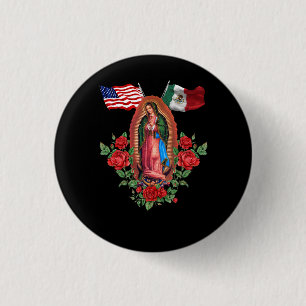 Unsere Lady Virgen De Guadalupe mexikanische Flagg Button