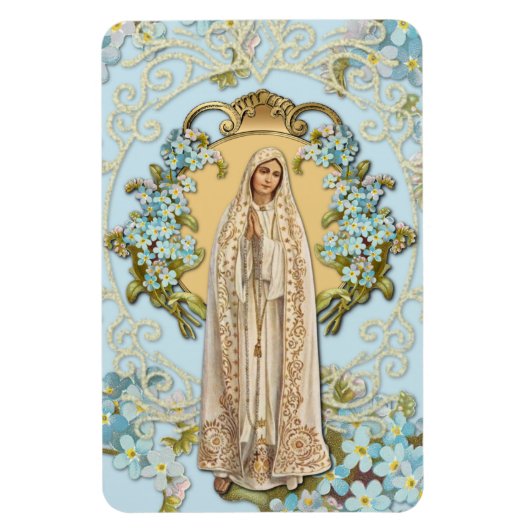 Unsere Lady von Fatima Blue Floral Religious Magnet (Vertikal)