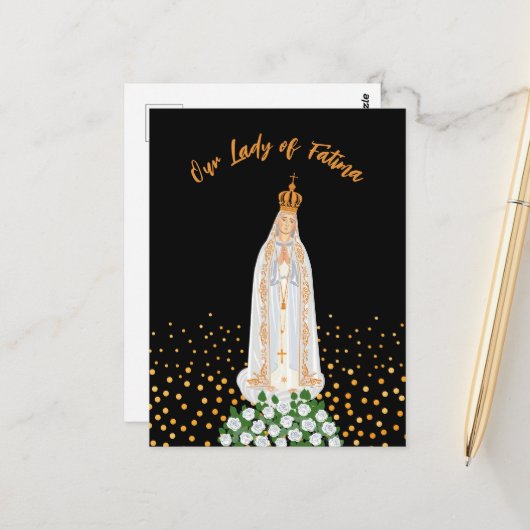Unsere Lady von Fatima, die Kerzenschaft Postkarte (Vorderseite/Rückseite Beispiel)