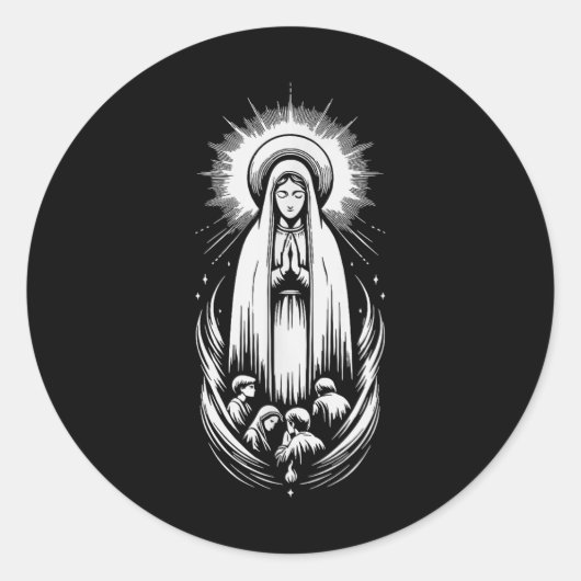 Unsere Lady von Fatima Saint Mary mächtige Symbol Runder Aufkleber (Vorderseite)