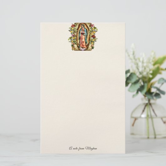 Unsere Lady von Guadalupe Bunte Rose Personalisier Briefpapier (Stehend Vorderseite)