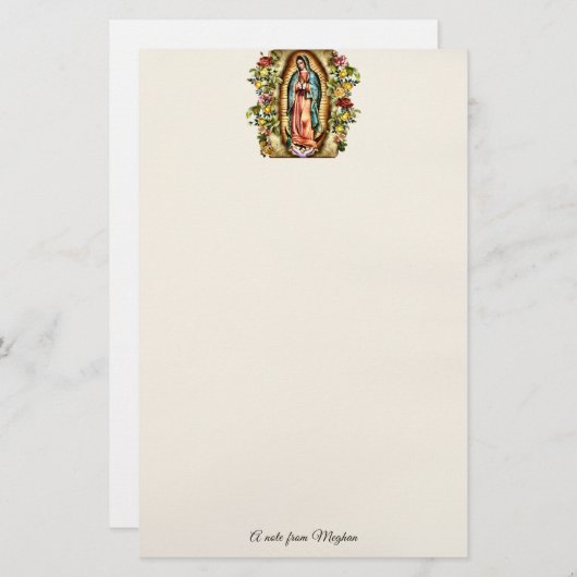 Unsere Lady von Guadalupe Bunte Rose Personalisier Briefpapier (Vorne/Hinten)