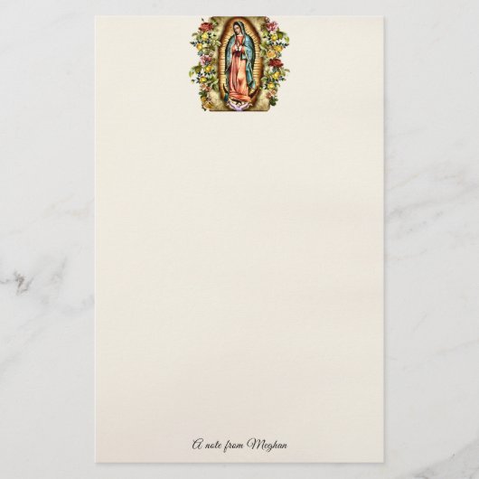 Unsere Lady von Guadalupe Bunte Rose Personalisier Briefpapier (Vorderseite)