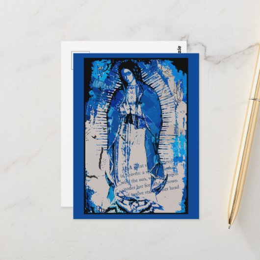 Unsere Lady von Guadalupe Collage Postkarte (Vorderseite/Rückseite Beispiel)