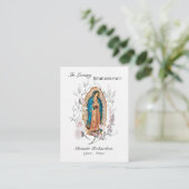 Unsere Lady von Guadalupe Foto Beerdigungskarte Platzkarte (Stehend Vorderseite)