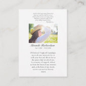 Unsere Lady von Guadalupe Foto Beerdigungskarte Platzkarte (Rückseite)