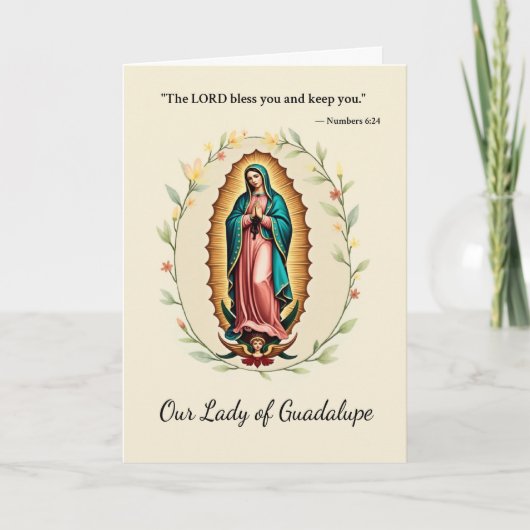 Unsere Lady von Guadalupe, Gottes Frieden und Segn Karte (Vorderseite)