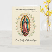 Unsere Lady von Guadalupe, Gottes Frieden und Segn Karte (Gelbe Blume)