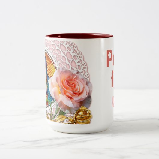 Unsere Lady von Guadalupe Jungfrau Mary Pink Rose Zweifarbige Tasse (Mittel)
