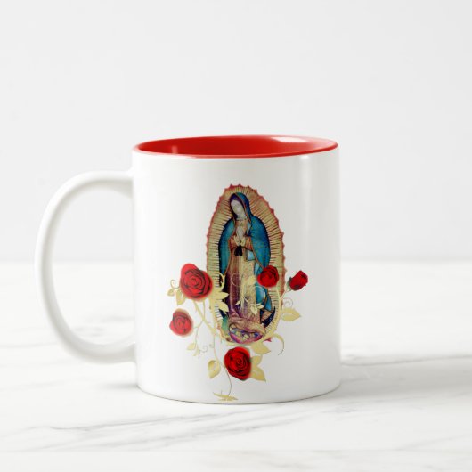 Unsere Lady von Guadalupe Jungfrau Mary Rote Rosen Zweifarbige Tasse (Links)