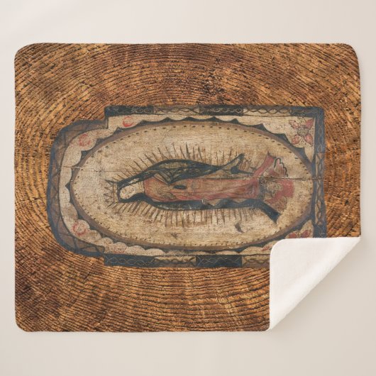 Unsere Lady von Guadalupe Jungfrau Mary Wood Look Sherpadecke (Vorderseite (Horizontal))