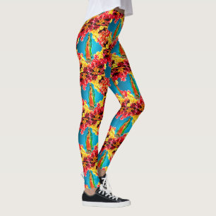 Unsere Lady von Guadalupe mit farbenfrohen Rose Fr Leggings