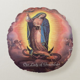 Unsere Lady von Guadalupe Rev12 Rundes Kissen