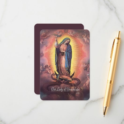 Unsere Lady von Guadalupe Rev 12 mit Memorare Begleitkarte (Vorderseite/Rückseite Beispiel)