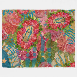 Unsere Lady von Guadalupe & Rose Fleece Blanket