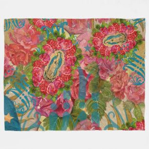 Unsere Lady von Guadalupe & Rose Fleece Blanket