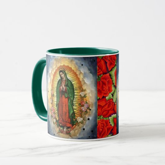 Unsere Lady von Guadalupe Rose geben Coffee Cup-Ta Tasse (Vorderseite Links)