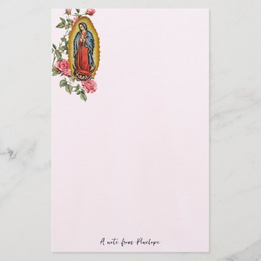 Unsere Lady von Guadalupe Roses Personalisiert Briefpapier (Vorderseite)