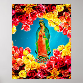 Unsere Lady von Guadalupe, umgeben von Rose farben Poster