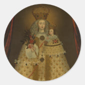 Unsere Lady von Guapulo Baby Jesus Malerei Kronen Runder Aufkleber (Vorderseite)