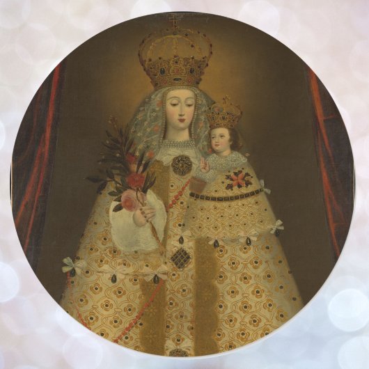 Unsere Lady von Guapulo Baby Jesus Malerei Kronen Runder Aufkleber