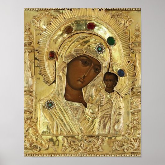 Unsere Lady von Kazan Orthodox Christliche Icon Pr Poster (Vorne)