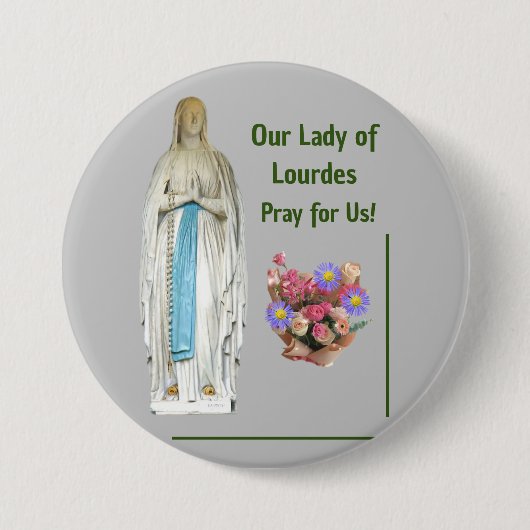 Unsere Lady von Lourdes Button (Vorderseite)