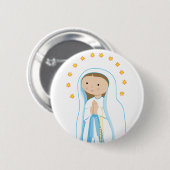 Unsere Lady von Lourdes Button (Vorne & Hinten)