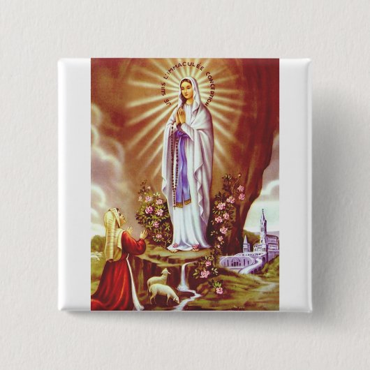 Unsere Lady von Lourdes Button (Vorderseite)