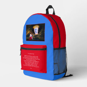 Unsere Lady von Lourdes mit dem Gebet Bedruckter Rucksack
