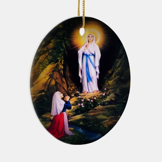 Unsere Lady von Lourdes mit dem Gebet Keramik Ornament (Rechts)