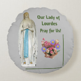 Unsere Lady von Lourdes Rundes Kissen