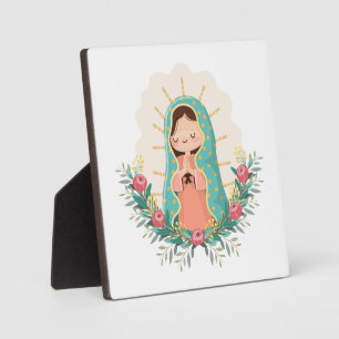 Unsere Liebe Frau von Guadalupe mit Blumen im Kawa Fotoplatte