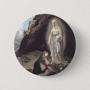 Unsere Liebe Frau von Lourdes Erscheinung Wunderba Button