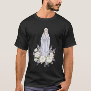 Unsere Liebe Frau Weiße Blumen Katholisches Gebet T-Shirt