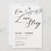 Unsere Liebe Geschichte Moderne Schwarz-weiße Orch Einladung (Vorderseite)