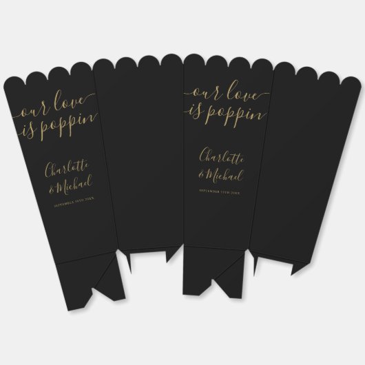 Unsere Liebe ist Poppin Black and Gold Hochzeitsma Geschenkschachtel (Ungeklappt)