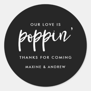 Unsere Liebe ist Poppin Wedding Popcorn Vielen Dan Runder Aufkleber