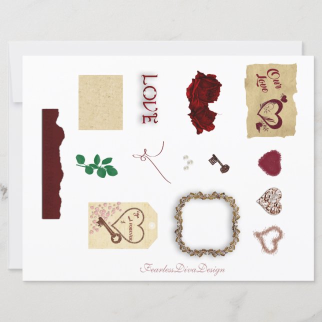 Unsere Liebe Junk Journal-Verzierungen (Vorderseite)