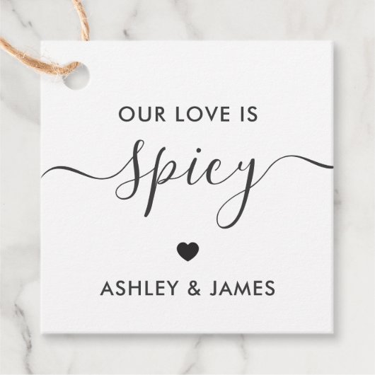 Unsere Liebe sind scharfe Gastgeschenk Hochzeit-Ta Geschenkanhänger (Vorderseite)