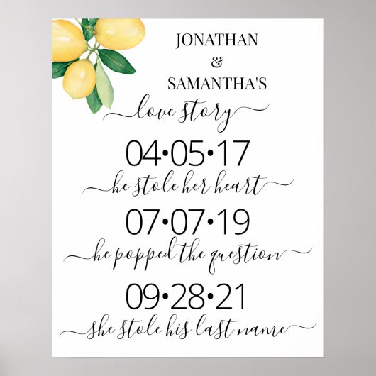 Unsere Liebe Story Best Day Yes Day Lemons Wedding Poster (Vorne)