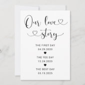 Unsere Liebe Story Black Heart Script Hochzeitszei Einladung (Vorderseite)