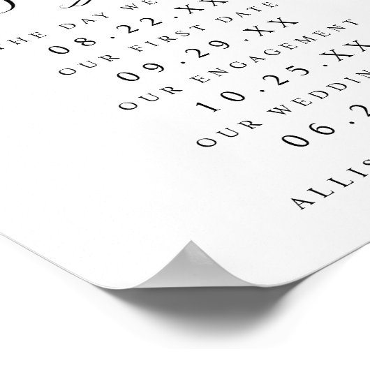 Unsere Liebe Story Bride & Groom Timeline Hochzeit Poster (Ecke)