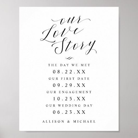 Unsere Liebe Story Bride & Groom Timeline Hochzeit Poster (Vorne)