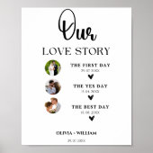 Unsere Liebe Story Calligraphy Wedding Willkommens Poster (Vorne)