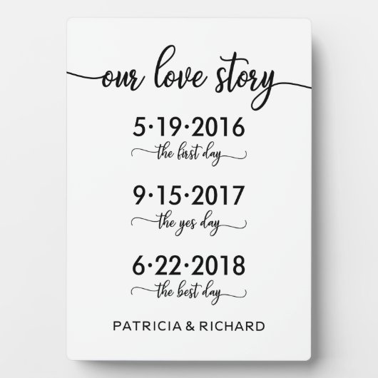 Unsere Liebe Story Special Dates Timeline Wedding  Fotoplatte (Vorderseite)