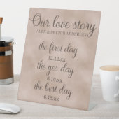 Unsere Liebe Story Timeline Brown Beach Hochzeit Sockelschild (In Situ)